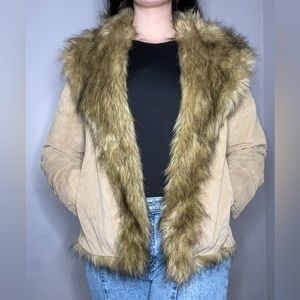 Vintage Brandon Thomas Suede Leather Faux Fur Lined Coat